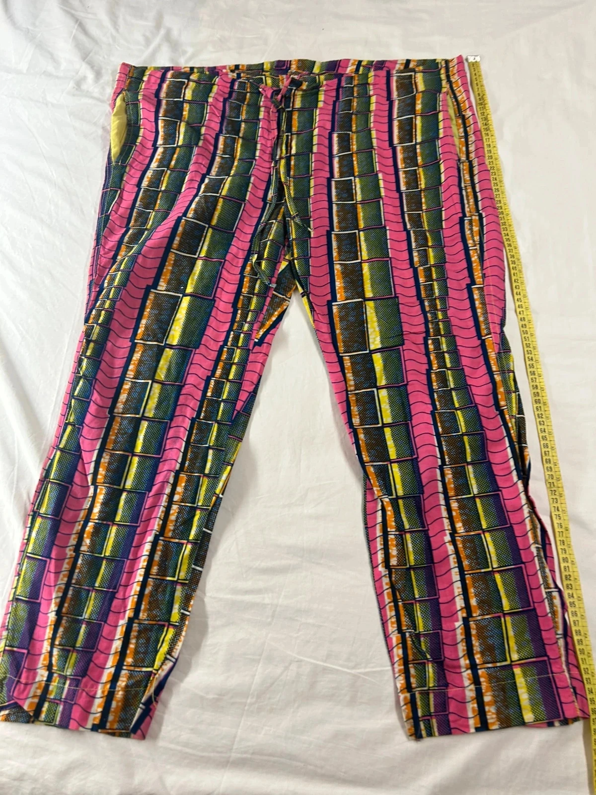 Handgemaakte vintage multicolor geprinte broek hand made – photo 2